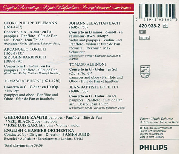Zamfir*, Albinoni* • Bach* • Corelli* • Loeillet* • Telemann*, English Chamber Orchestra • James Judd : Baroque Concertos (CD, Album)