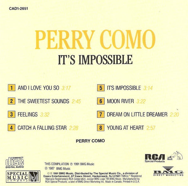 Perry Como : It's Impossible (CD, Comp)