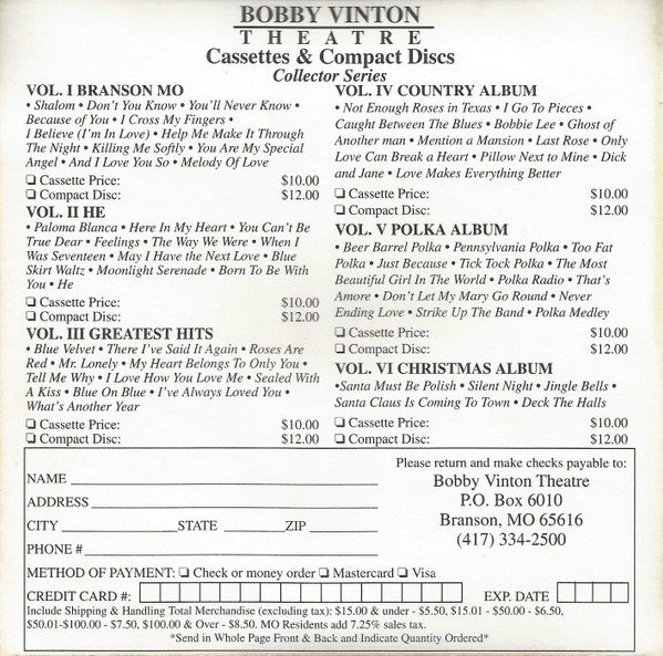 Bobby Vinton : Collector Series Vol. IV Country Album (CD, Comp, RE)