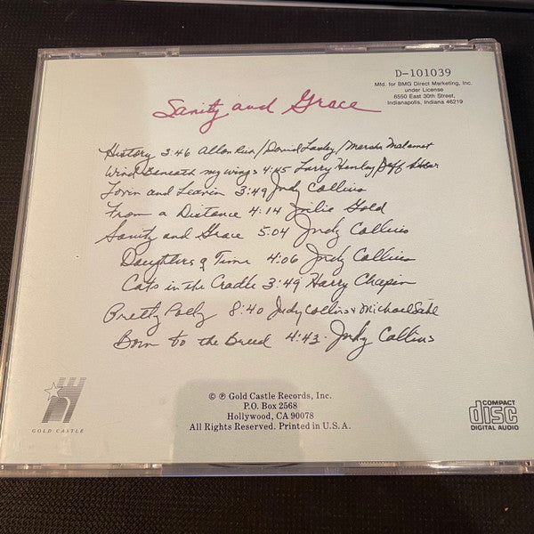 Judy Collins : Sanity And Grace (CD, Album, Club, BMG)