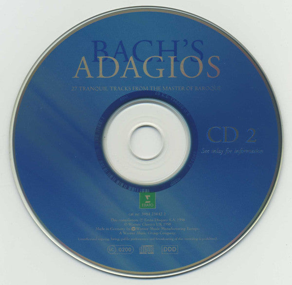 Bach* : Bach's Adagios (27 Tranquil Tracks From The Master Of Baroque) (2xCD, Comp, Club)