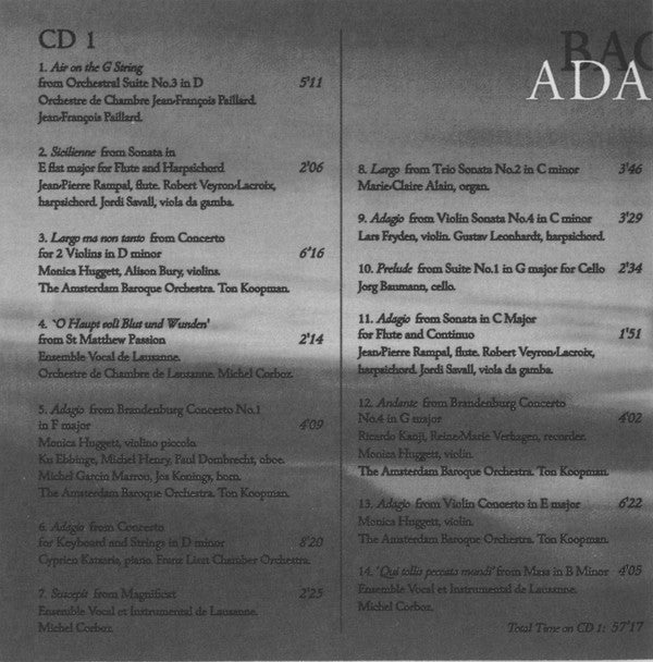 Bach* : Bach's Adagios (27 Tranquil Tracks From The Master Of Baroque) (2xCD, Comp, Club)