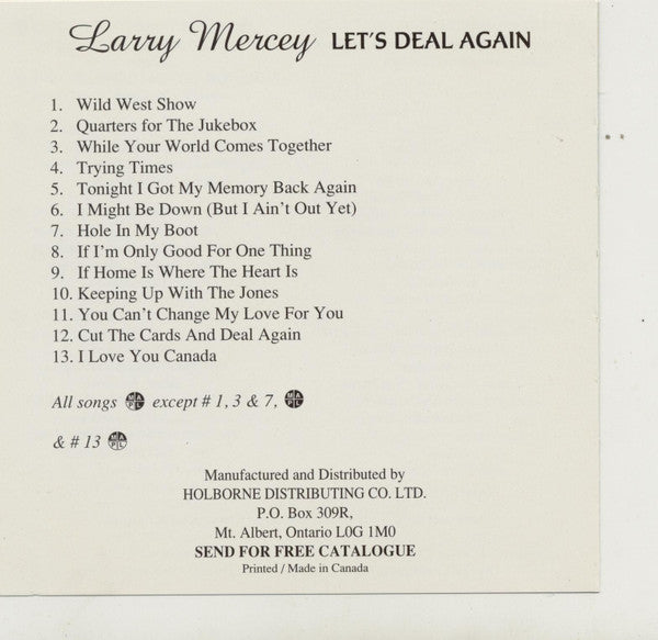 Larry Mercey : Let's Deal Again (CD, Album)