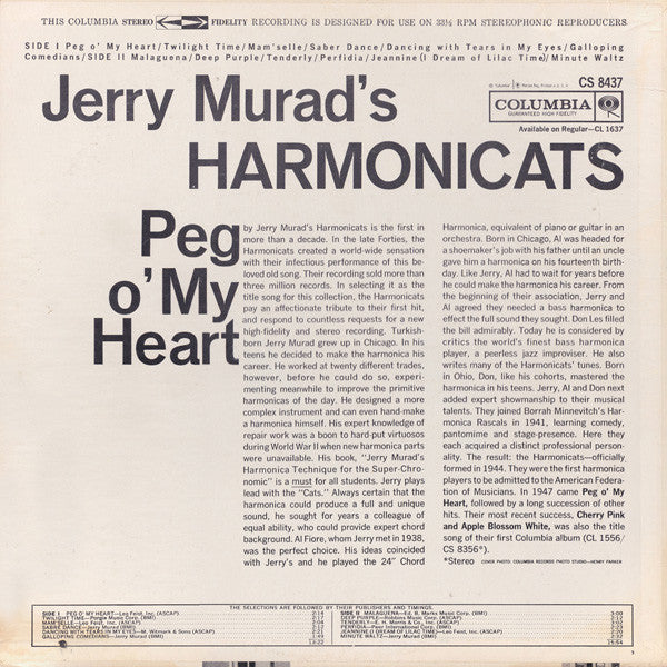 Jerry Murad's Harmonicats : Peg O' My Heart (LP, Album, RE)
