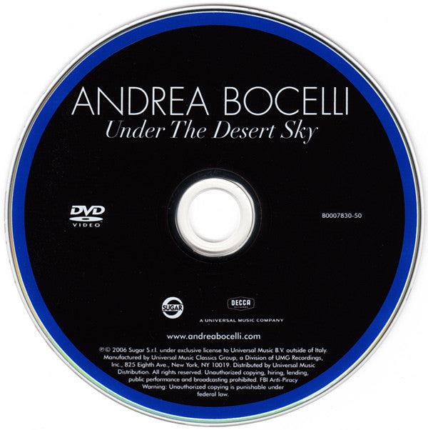 Andrea Bocelli : Under The Desert Sky (CD, Album + DVD-V, Multichannel, NTSC)