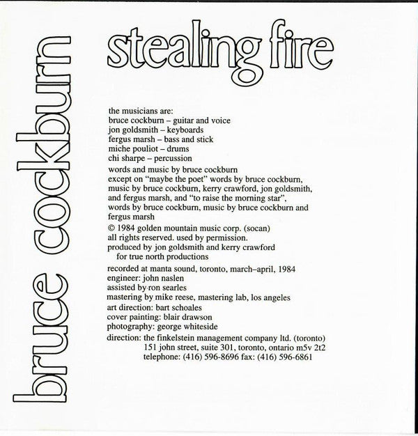 Bruce Cockburn : Stealing Fire (CD, Album, RE)