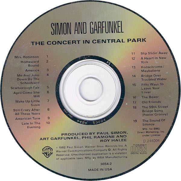 Simon & Garfunkel : The Concert In Central Park (CD, Album, Club, RP)