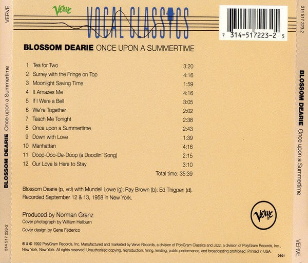 Blossom Dearie : Once Upon A Summertime (CD, Album, Mono, RE, RM)