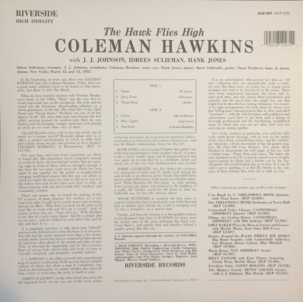 Coleman Hawkins : The Hawk Flies High (LP, Album, Mono, RE, RP)