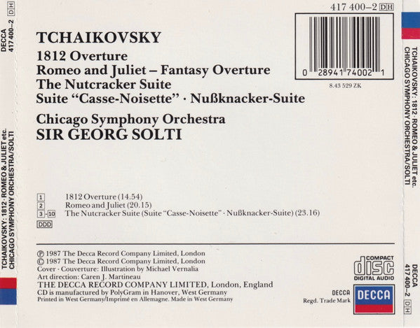 Tchaikovsky* - Chicago Symphony Orchestra / Sir Georg Solti* : 1812 Overture / Romeo & Juliet / The Nutcracker Suite (CD, Album)