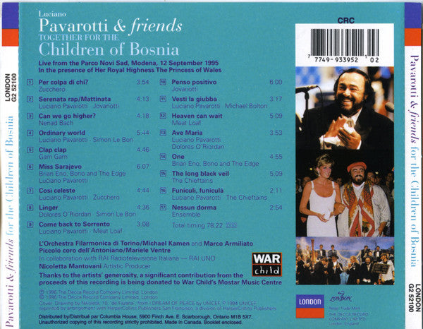 Pavarotti & Friends : Together For The Children Of Bosnia (CD, Album, Club)