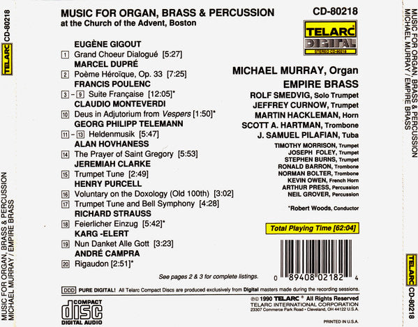 The Empire Brass Quintet, Michael Murray (4) : Music For Organ, Brass & Percussion (CD)