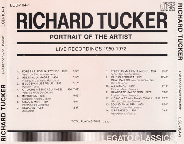 Richard Tucker (2) : Live Recordings 1950-1972 (CD, Comp)