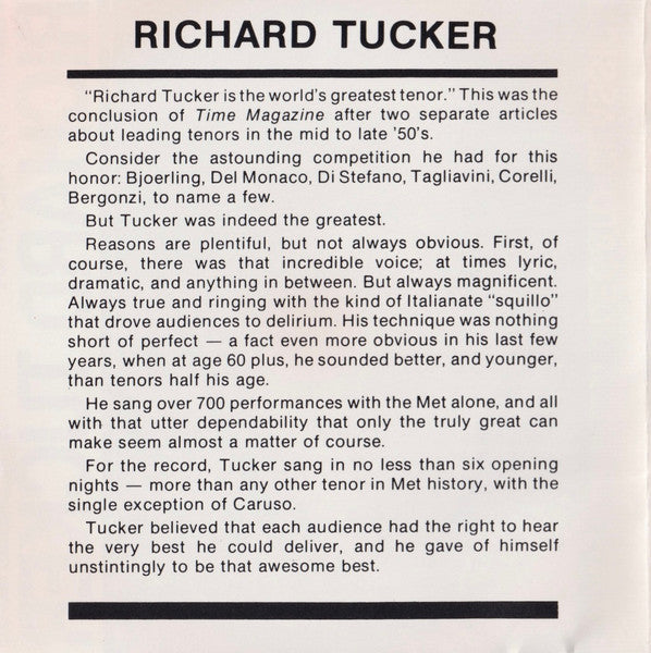 Richard Tucker (2) : Live Recordings 1950-1972 (CD, Comp)