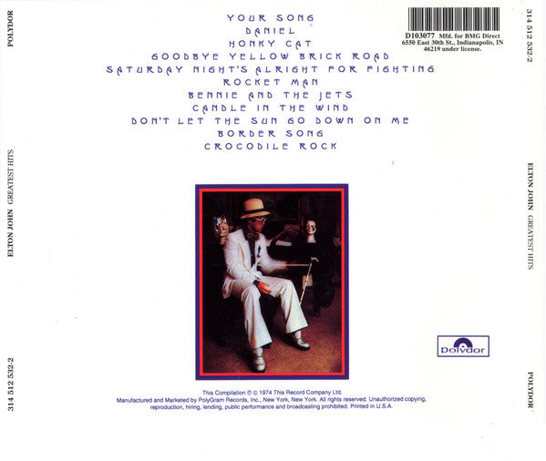 Elton John : Greatest Hits (CD, Comp, Club, RE, RP, PMD)
