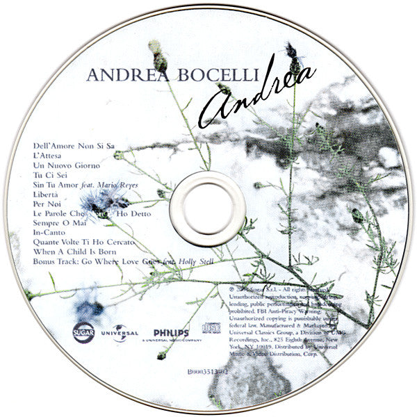 Andrea Bocelli : Andrea (CD, Album)