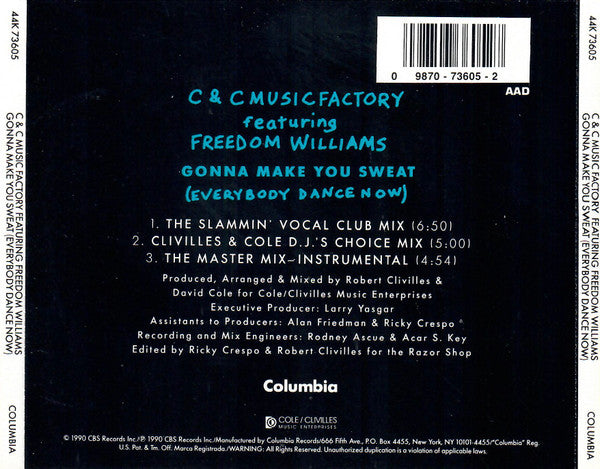 C & C Music Factory* Featuring Freedom Williams : Gonna Make You Sweat (Everybody Dance Now) (CD, Maxi)