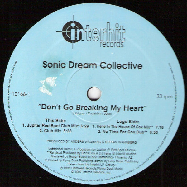 Sonic Dream Collective : Don't Go Breaking My Heart (12")
