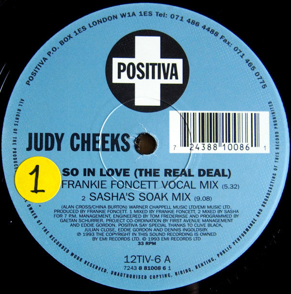 Judy Cheeks : So In Love (The Real Deal) (12")