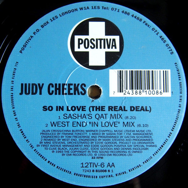 Judy Cheeks : So In Love (The Real Deal) (12")