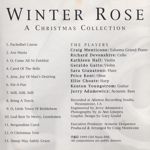 Craig Monticone : Winter Rose - A Christmas Collection (CD)