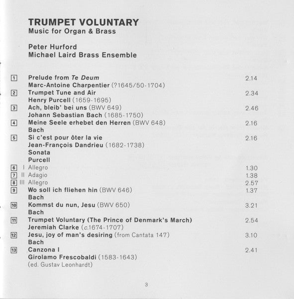 Peter Hurford, Michael Laird Brass Ensemble : Trumpet Voluntary (Music For Organ And Brass) (CD, Club)