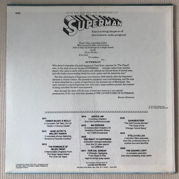 Unknown Artist : Superman (Four Exciting Chapters Of This Historic Radio Program) (LP)