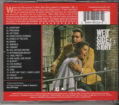 Leonard Bernstein : West Side Story (The Original Sound Track Recording) (CD, Album, RE, RM)