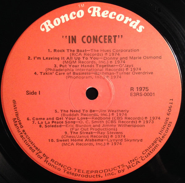 Various : Ronco Presents In Concert (LP, Comp)