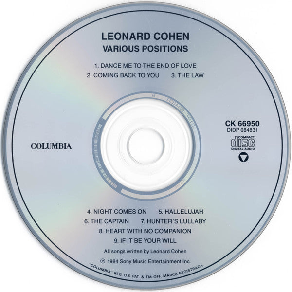Leonard Cohen : Various Positions (CD, Album, RE, RP)