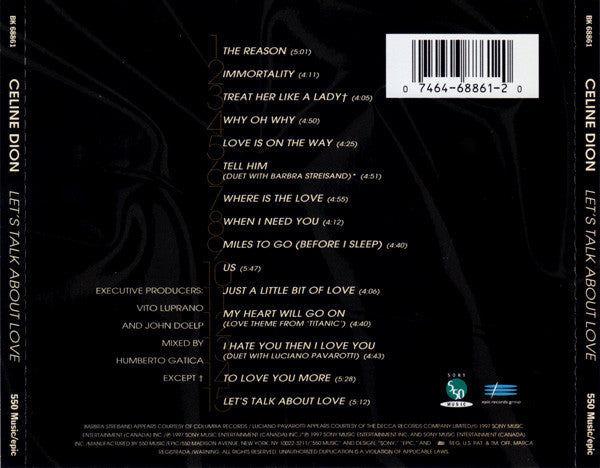 Celine Dion* : Let's Talk About Love (CD, Album, Enh)