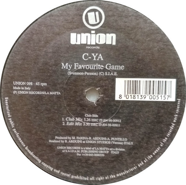 C-YA : My Favourite Game (12")