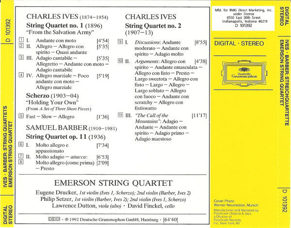 Ives* · Barber* - Emerson String Quartet : American Originals (String Quartets) (CD, Club)