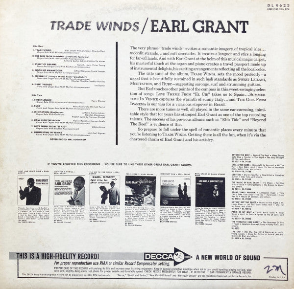 Earl Grant : Trade Winds (LP, Album, Mono)