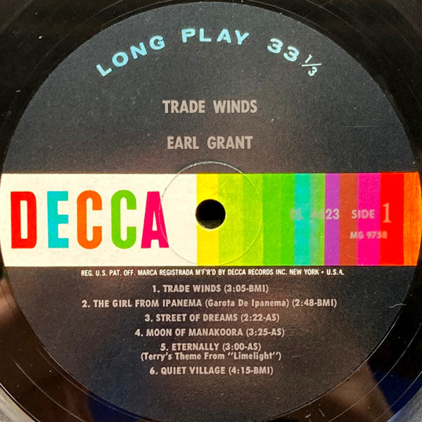 Earl Grant : Trade Winds (LP, Album, Mono)