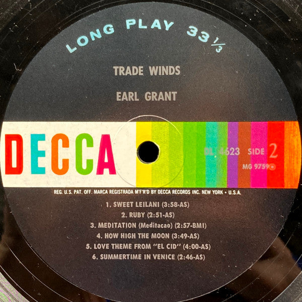 Earl Grant : Trade Winds (LP, Album, Mono)