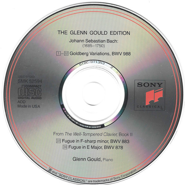 J. S. Bach*, Glenn Gould : Goldberg Variations BWV 988 (The Historic 1955 Debut Recording) (CD, Album, Mono, RE, RM)