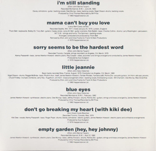 Elton John : Greatest Hits 1976-1986 (CD, Comp)