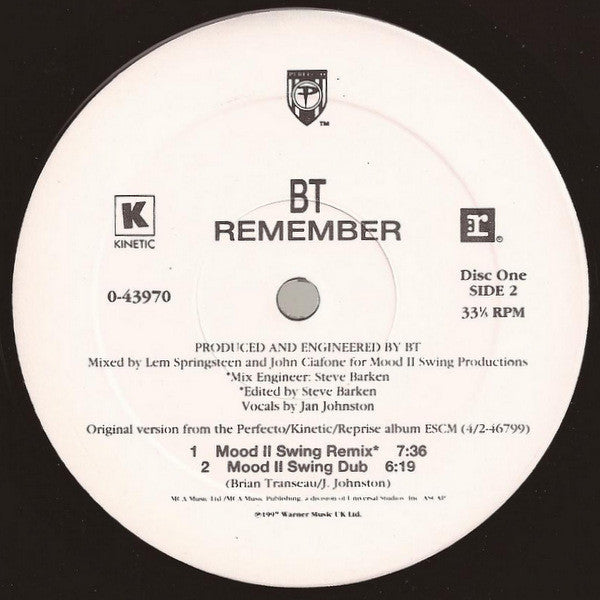 BT : Remember (2x12", Ltd)