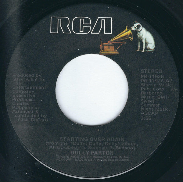 Dolly Parton : Starting Over Again (7", Single, Ind)