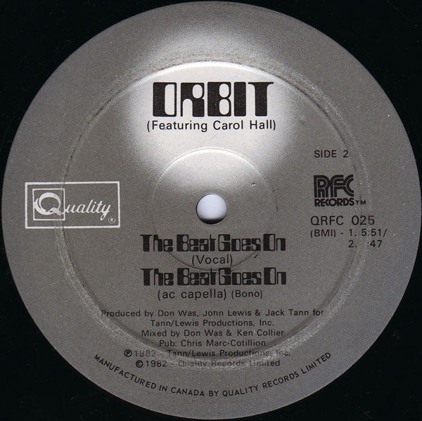 Orbit (3) Featuring Carol Hall : The Beat Goes On (12")