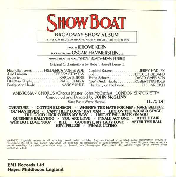 Jerome Kern : Show Boat (Broadway Show Album) (CD, Album)
