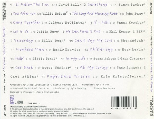Various : Come Together / America Salutes The Beatles (CD, Album, Club)
