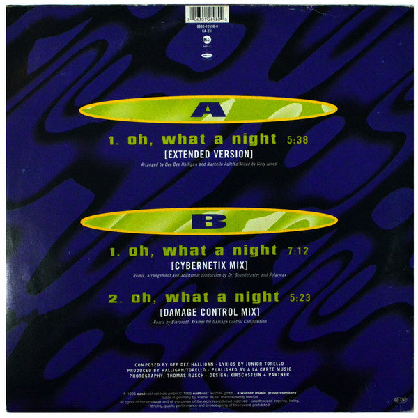 The Weather Girls : Oh, What A Night (12")