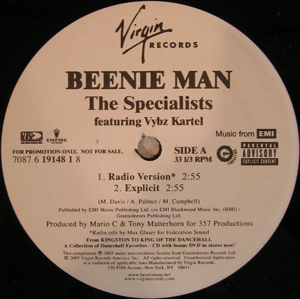 Beenie Man Featuring Vybz Kartel : The Specialists (12", Promo)