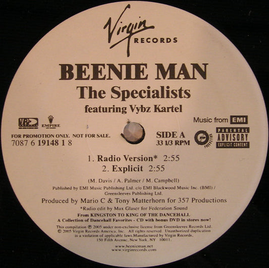 Beenie Man Featuring Vybz Kartel : The Specialists (12", Promo)