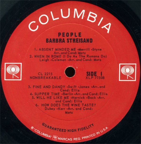 Barbra Streisand : People (LP, Album, Mono, Ter)