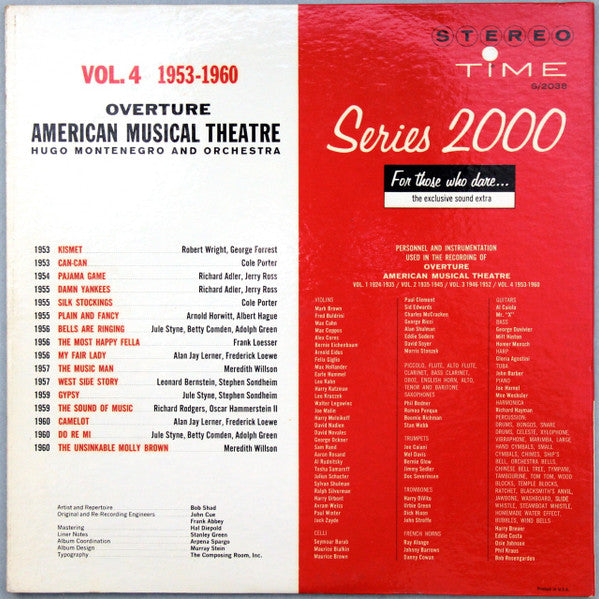 Hugo Montenegro And His Orchestra : Overture,  American Musical Theatre (Vol. 4 1953-1960) (LP, Los)