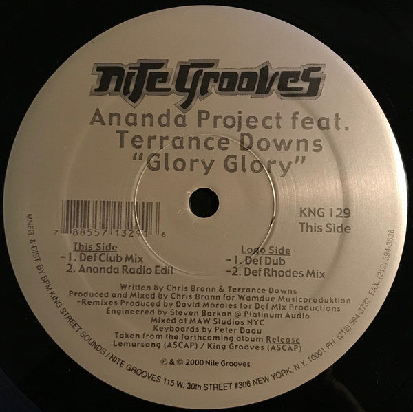 The Ananda Project Feat. Terrance Downs : Glory Glory (12")