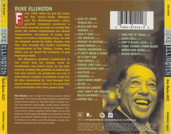 Duke Ellington : Ken Burns Jazz: Duke Ellington (CD, Comp)